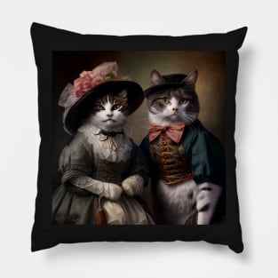 Cat Couple in Victorian Costume Pillow