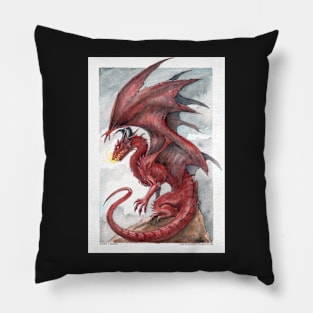 Red Dragon - watercolours Pillow