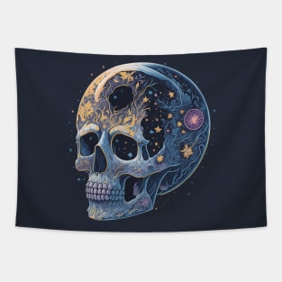 Skull in The Night Sky Tapestry