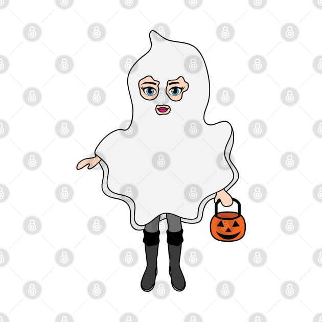 Ghost Halloween Trick or Treat Sticker 1 by PLLDesigns