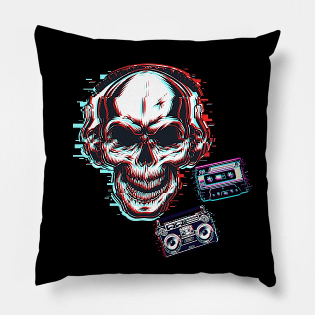 Skull Music Rock Pillow by JeffDesign