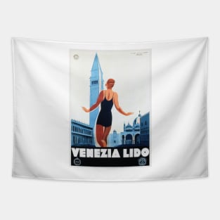 VENEZIA LIDO Italy Holiday Travel Advertisement Vintage Italian Poster. Tapestry