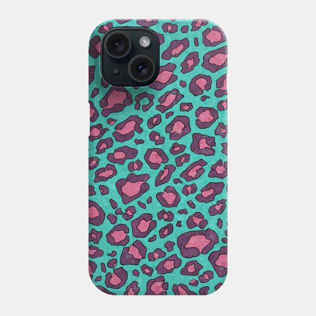 Blue and pink cheetah print pattern, preppy aesthetic Phone Case by NadiaChevrel