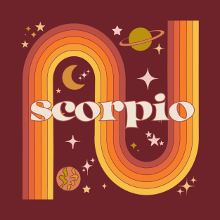 Scorpio Zodiac Sign - Warm Rainbow - 70s Horoscope Scorpio T-Shirt