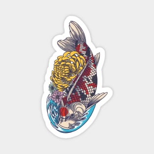 Koi with chrysanthemum Magnet