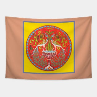 Armenian Peacocks painting on silk Tapestry