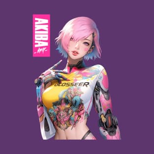 AKIBA DRIP - Bio Cybernetic Anime Waifu ワイフ 001 High LVL Net Terminal Gene Carrier Girl | FUTURISTIC CYBER ANIME GIRL T-Shirt