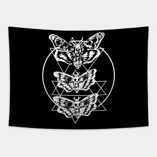 Death Moth Sacred Geometry Witchy Punk Goth Tapestry