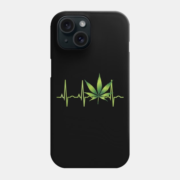 Weed Canabis Leaf Heartbeat Shirt Phone Case by Bruna Clothing