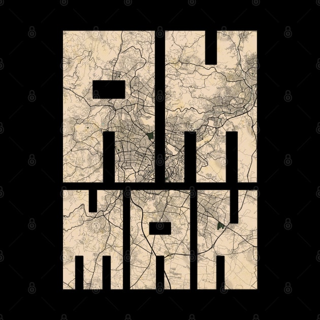 Amman, Jordan City Map Typography - Vintage by deMAP Studio