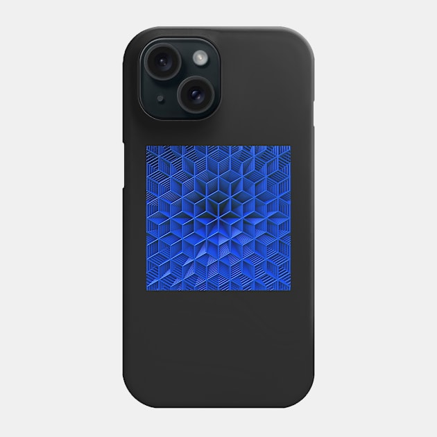 3D Effect - Blue Wireframe Phone Case by lyle58