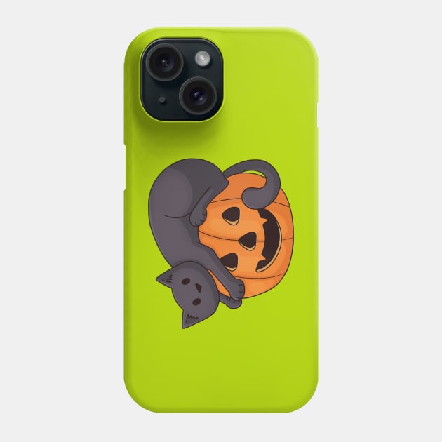 Cat on a Pumpkin Phone Case by Doodlecats 