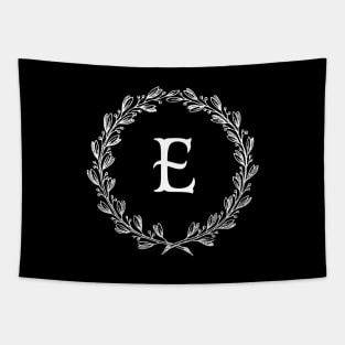 Beautiful Letter E Alphabet Initial Monogram Wreath Tapestry