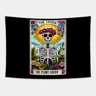 The Plant Lover funny skeleton tarot card Tapestry