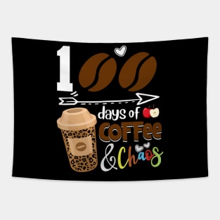 100 Days of Coffee 100th Day of School Teacher Student 2024 Tapestry