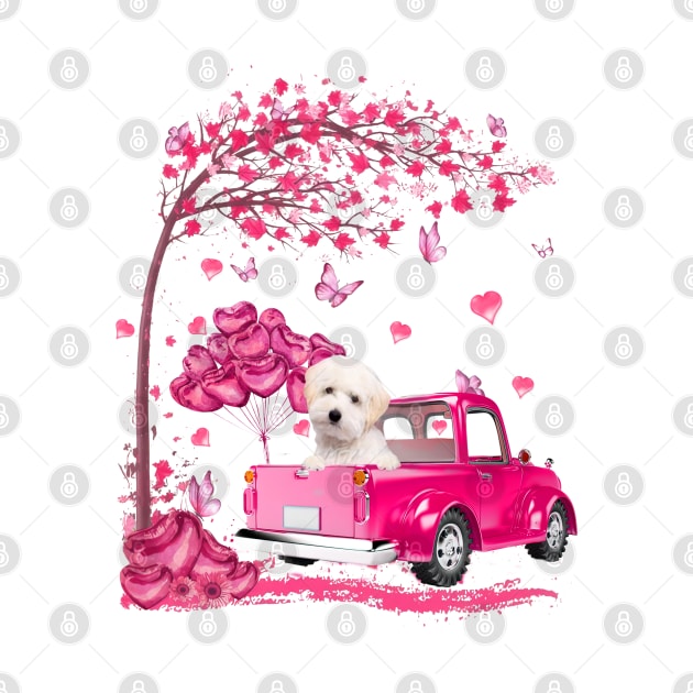 Valentine's Day Love Pickup Truck White Maltipoo by TATTOO project