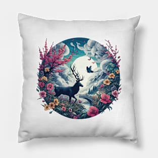 Deer Flowers Pillow