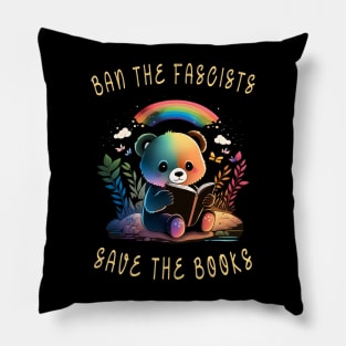 save the books Kawaii  Reader Books For Book Nerd Cute kawaii bear Reading Pillow