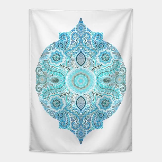 Through Ocean & Sky - turquoise & blue Moroccan pattern Tapestry by micklyn