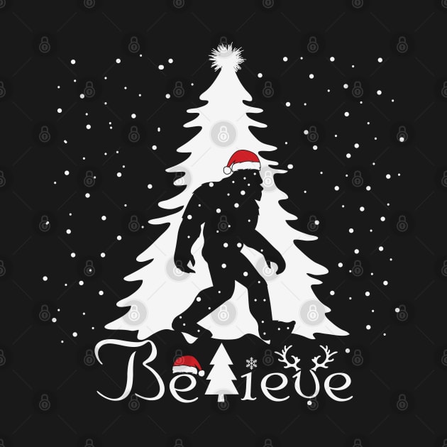 Believe Bigfoot Santa Claus Bigfoot Sasquatch Christmas Gift by BadDesignCo