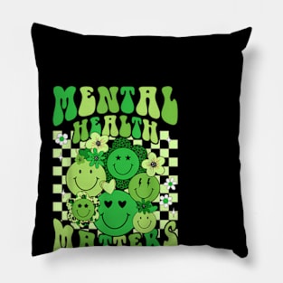 Mental Health Matter Groovy Floral Mental Health Awareness Pillow