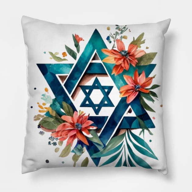 Star of David, flag for peace Pillow by Mey Designs