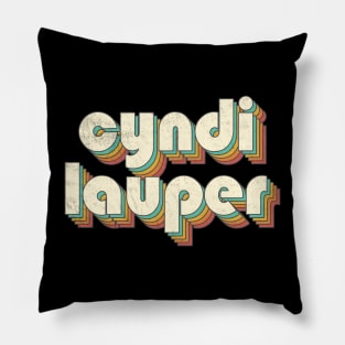 Retro Vintage Rainbow Cyndi Letters Distressed Style Pillow