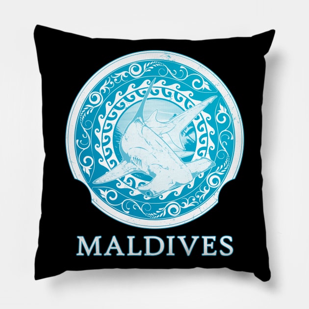 Republic of the Maldives Hammerhead Shark Pillow by NicGrayTees