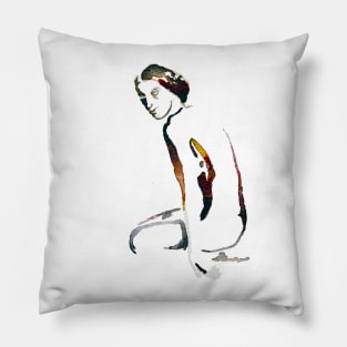 Sitting abstract woman silhouette Pillow