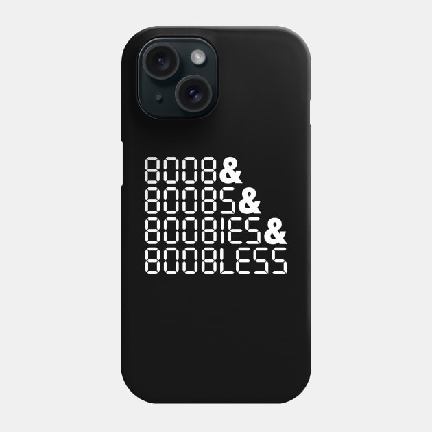 BOOBLESS Calculator Upside-down Words Phone Case by darklordpug