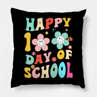 Happy 100 Days Of School Groovy 100Th Day School Teacher Kid Pillow