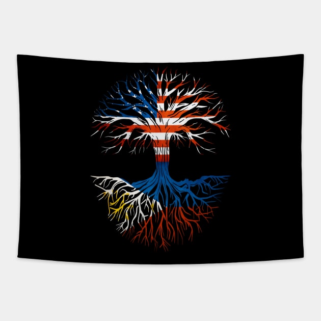 American Grown Filipino Roots Tree Philippines Flag Usa Flag Tapestry by Henry jonh