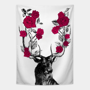 Stag and Roses | Stag and Flowers | Red Roses | Tapestry