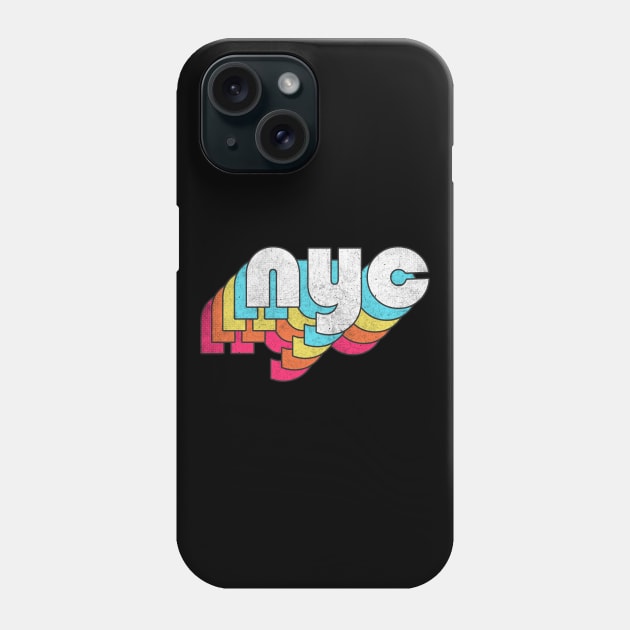 NYC  / Retro Faded Style Typography Design Phone Case by DankFutura