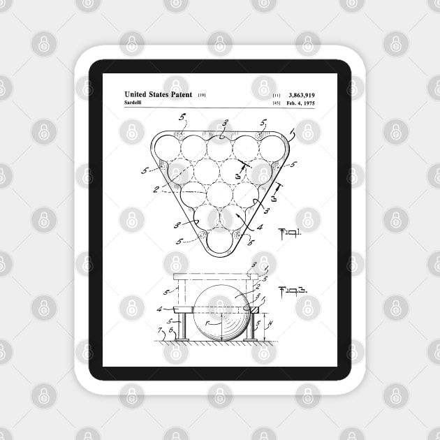 Pool Rack Patent - Pool Player Billiards Home Bar Art - White Magnet by patentpress