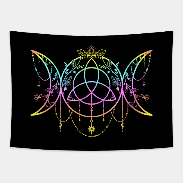 Triple Moon Triquetra Tapestry by OccultOmaStore