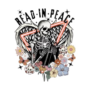 "Read in Peace" Skeleton Reading T-Shirt