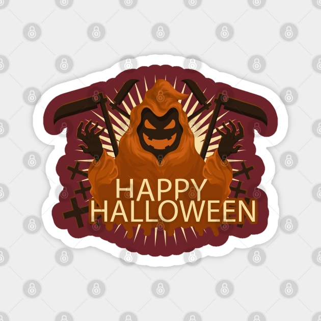 Happy Halloween Pumpkin Ghost Magnet by Mako Design 