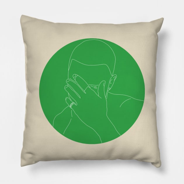 Frank Ocean Green Circle Minimalist Line Pillow by Hevding