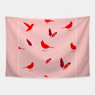 Red Feathered Sparrows Tapestry