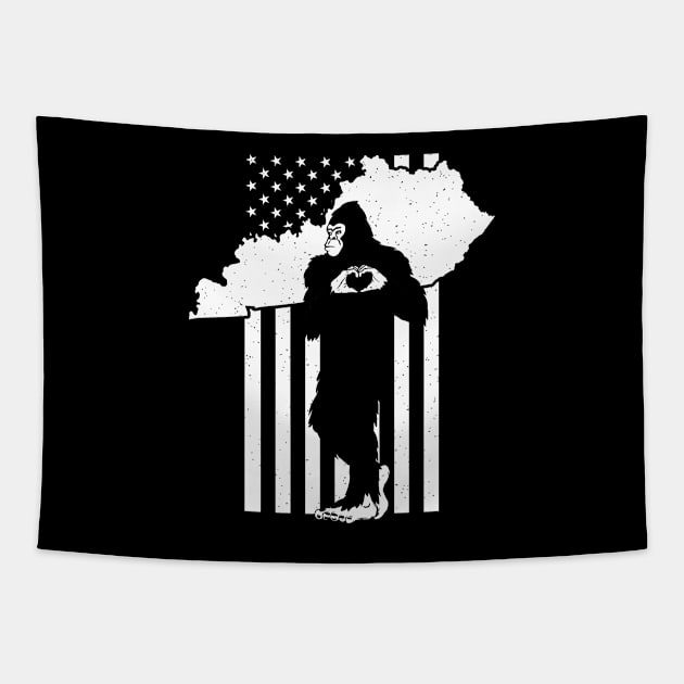 Kentucky Bigfoot American Flag Tapestry by Tesszero