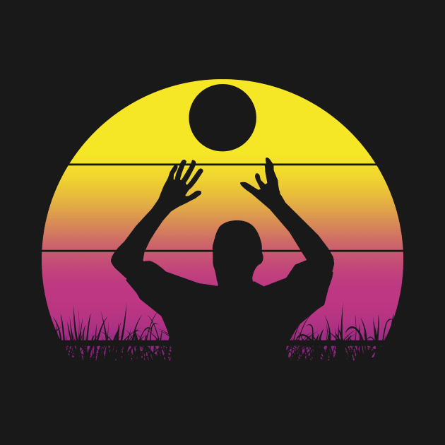 Travel back in time with beach volleyball - Retro Sunsets shirt featuring a player! by Gomqes