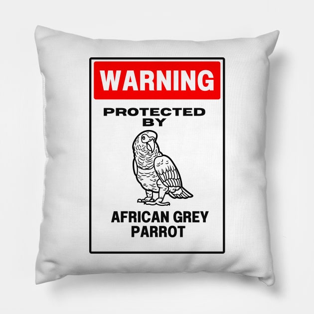 Funny African Grey Warning Pillow by clbtees