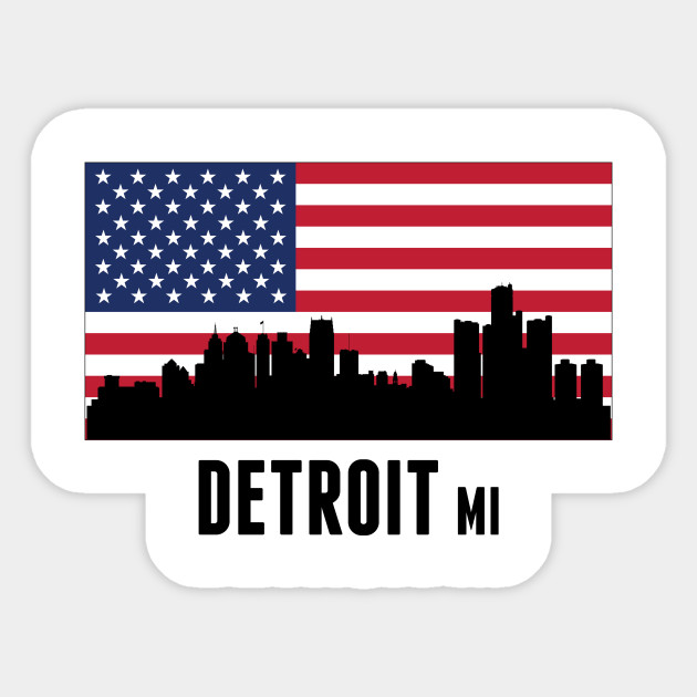 Detroit Mi American Flag Detroit Sticker Teepublic