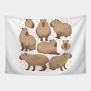 Cute capybara illustration Tapestry