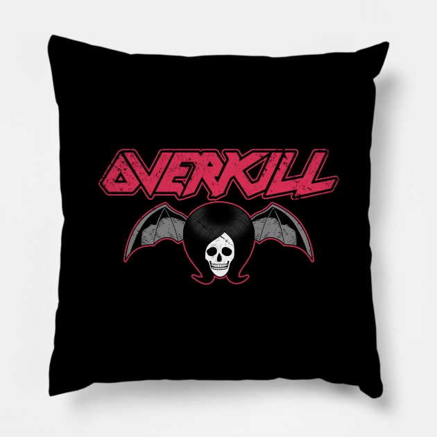 Female Villain Inspired Retro Metal Music Band Logo Parody Pillow by BoggsNicolas