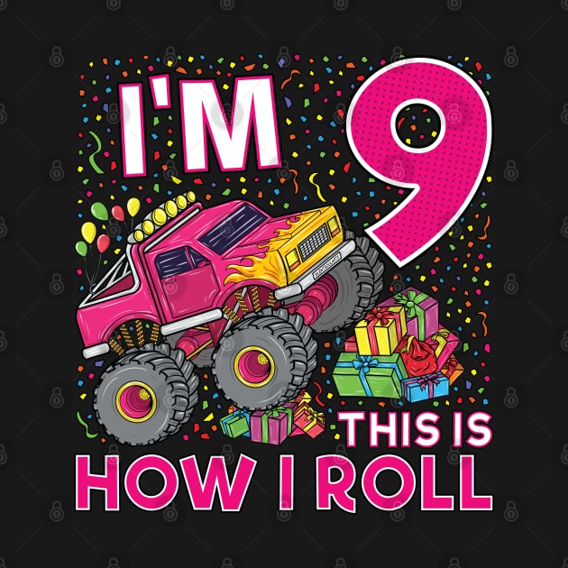 9th Birthday Monster Truck Party Gift 9 Year Old Girl by silentsoularts