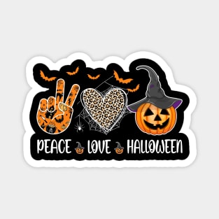 Peace Love Halloween Funny Halloween Costume Cool Pumpkin Shirt Magnet
