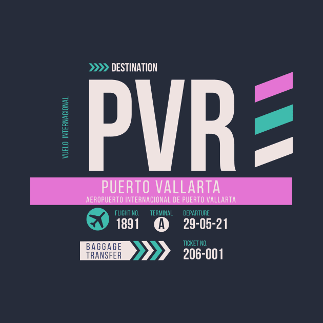 Puerto Vallarta (PVR) Airport Code Baggage Tag by SLAG_Creative