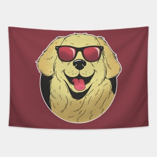 Cool, Smiling Golden Retriever with Sunglasses Tapestry